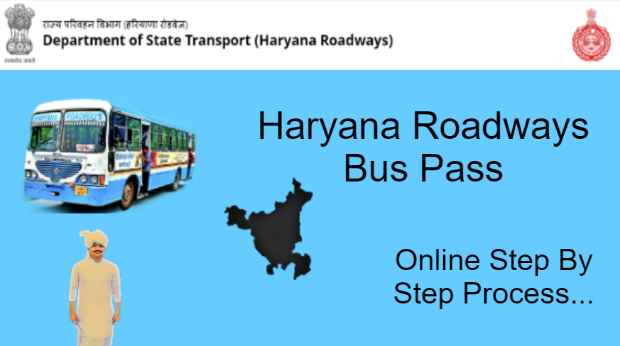 A person filling out a Haryana Roadways bus pass application form, surrounded by vibrant Indian colors and symbols.