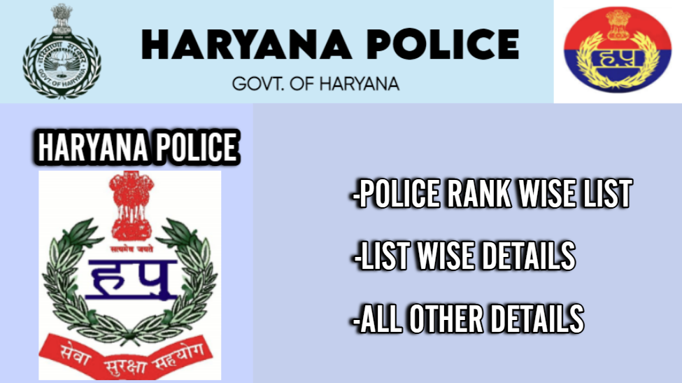 A visually striking chart showcasing the ranks within the Haryana Police force, from constable to director general of police, with each rank